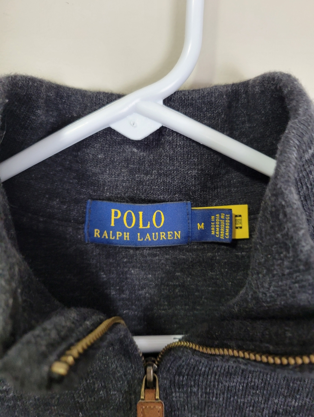 Polo Ralph Lauren Mens Medium Quarter Zip Pullover Sweater Gray Pony Logo - Picture 5 of 9